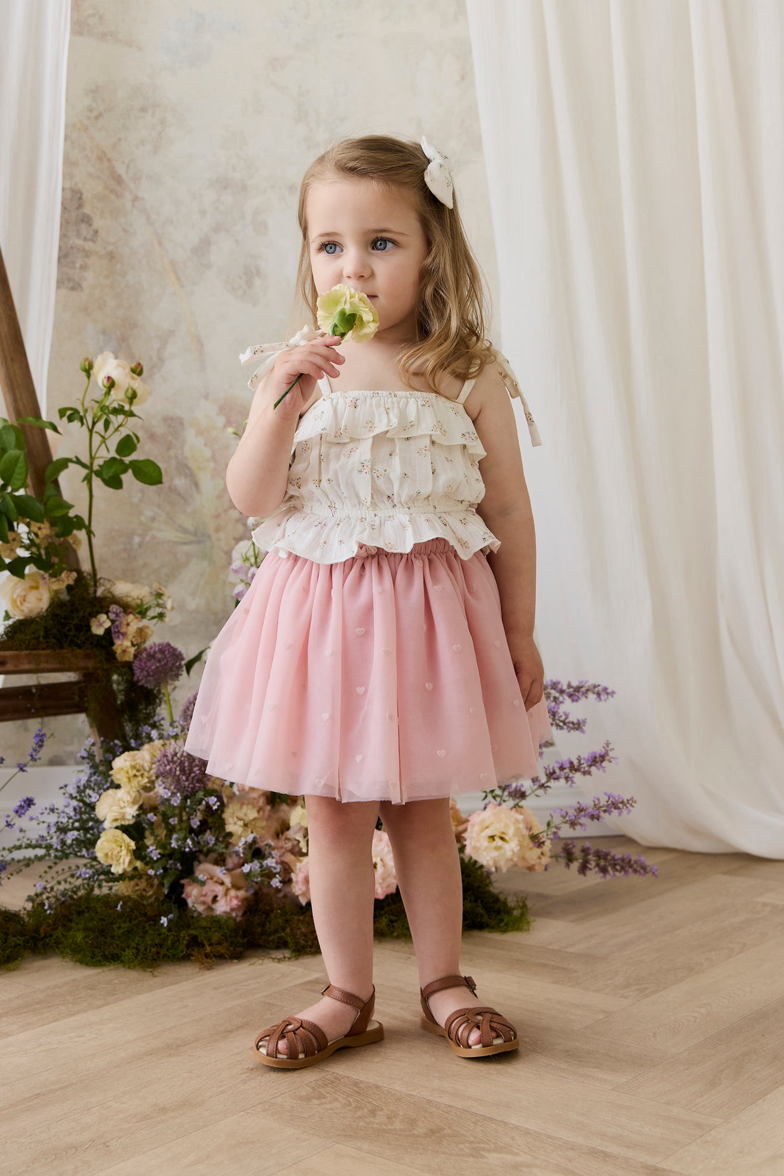 Lottie Skirt - Petite Heart Carnation Childrens Skirt from Jamie Kay NZ
