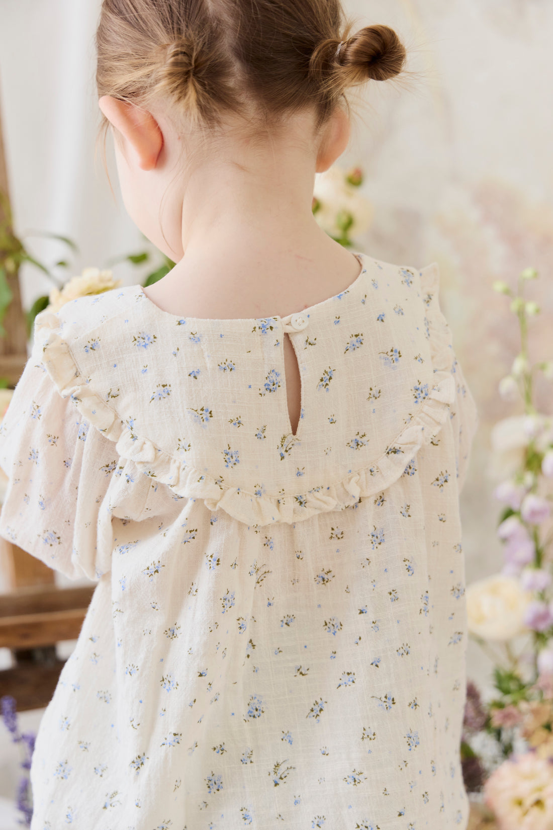 Organic Cotton Nathalie Blouse - Juniper Fields Blue Childrens Top from Jamie Kay NZ