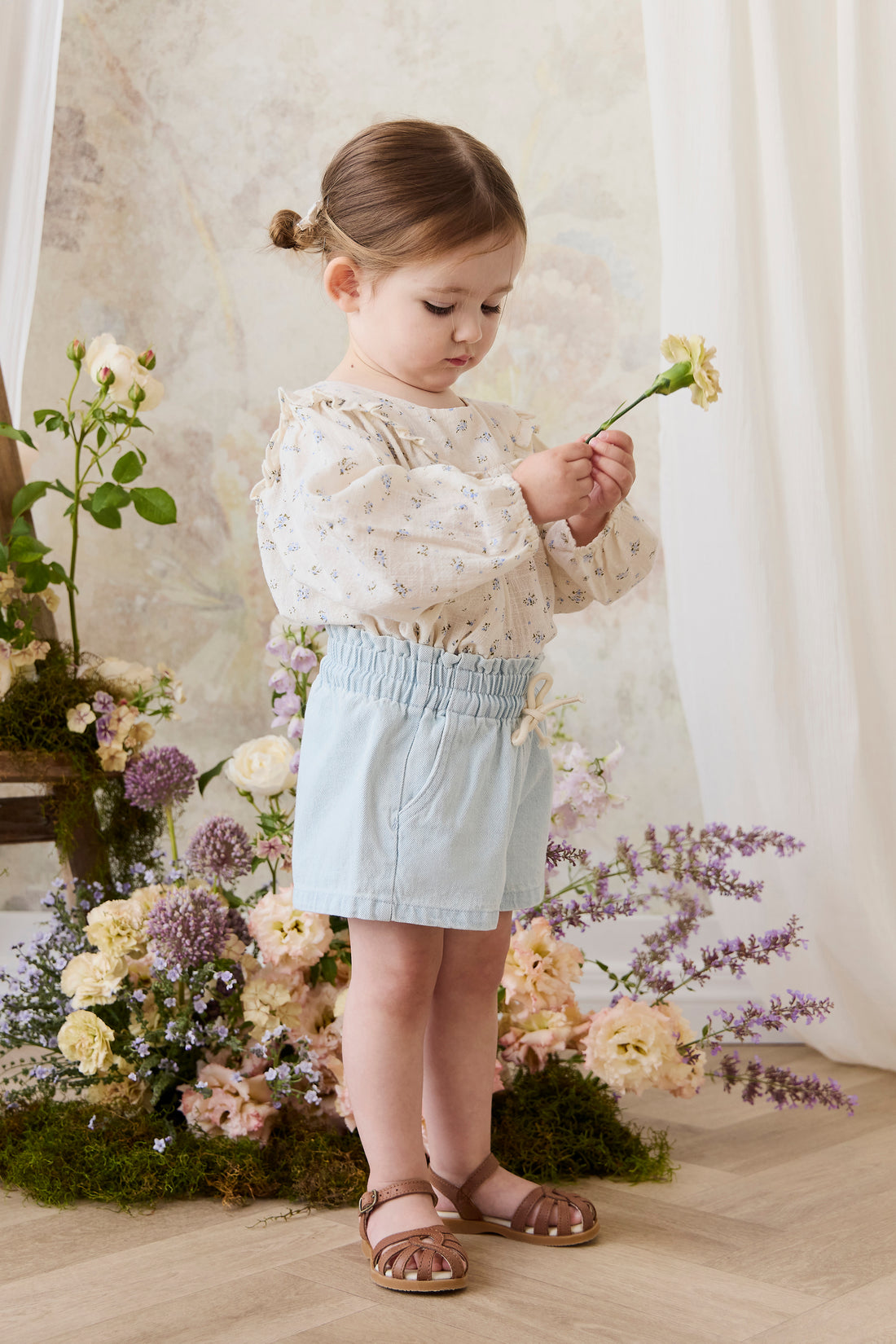 Organic Cotton Nathalie Blouse - Juniper Fields Blue Childrens Top from Jamie Kay NZ