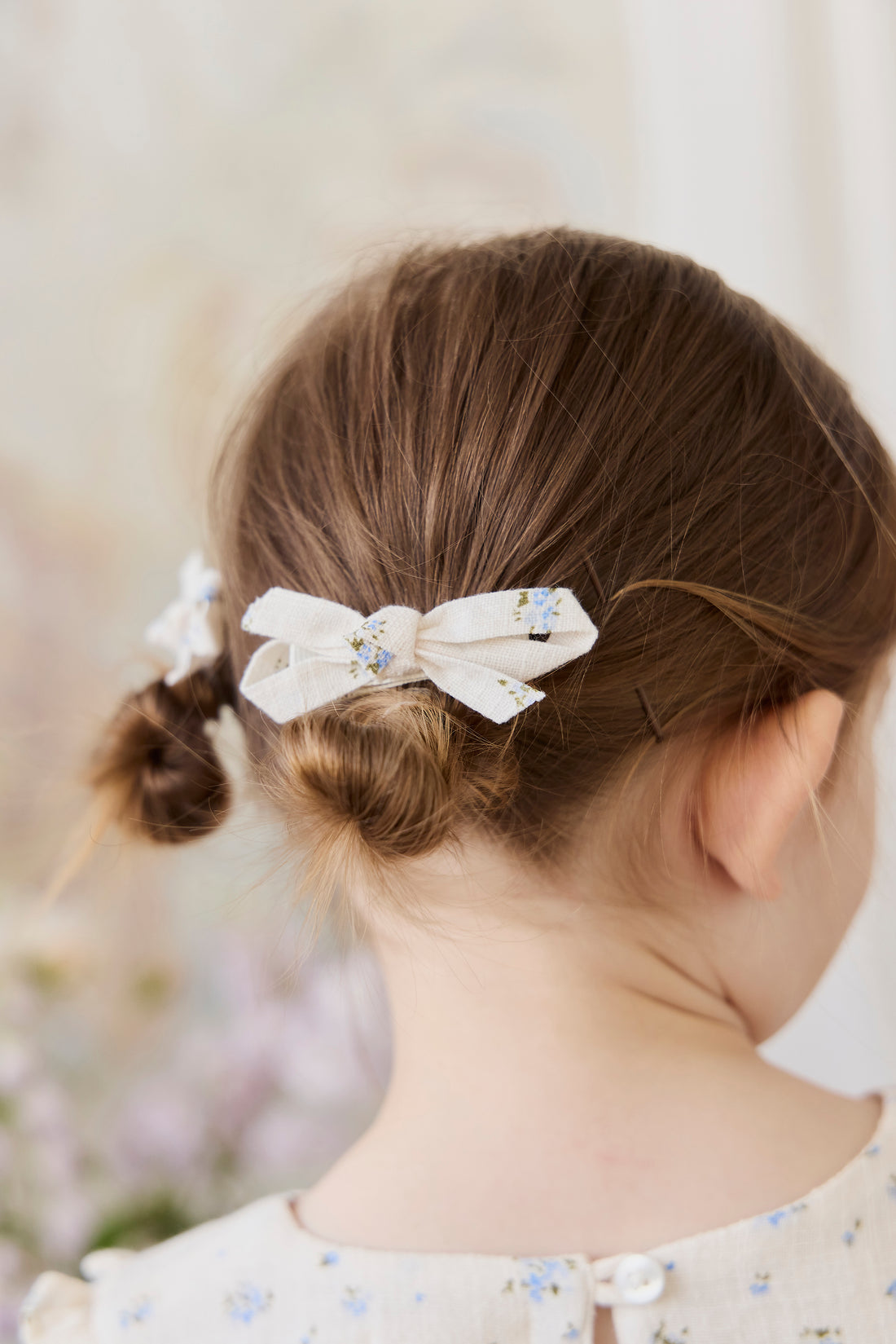 Organic Cotton Nathalie Bow - Juniper Fields Blue Childrens Hair Bow from Jamie Kay NZ