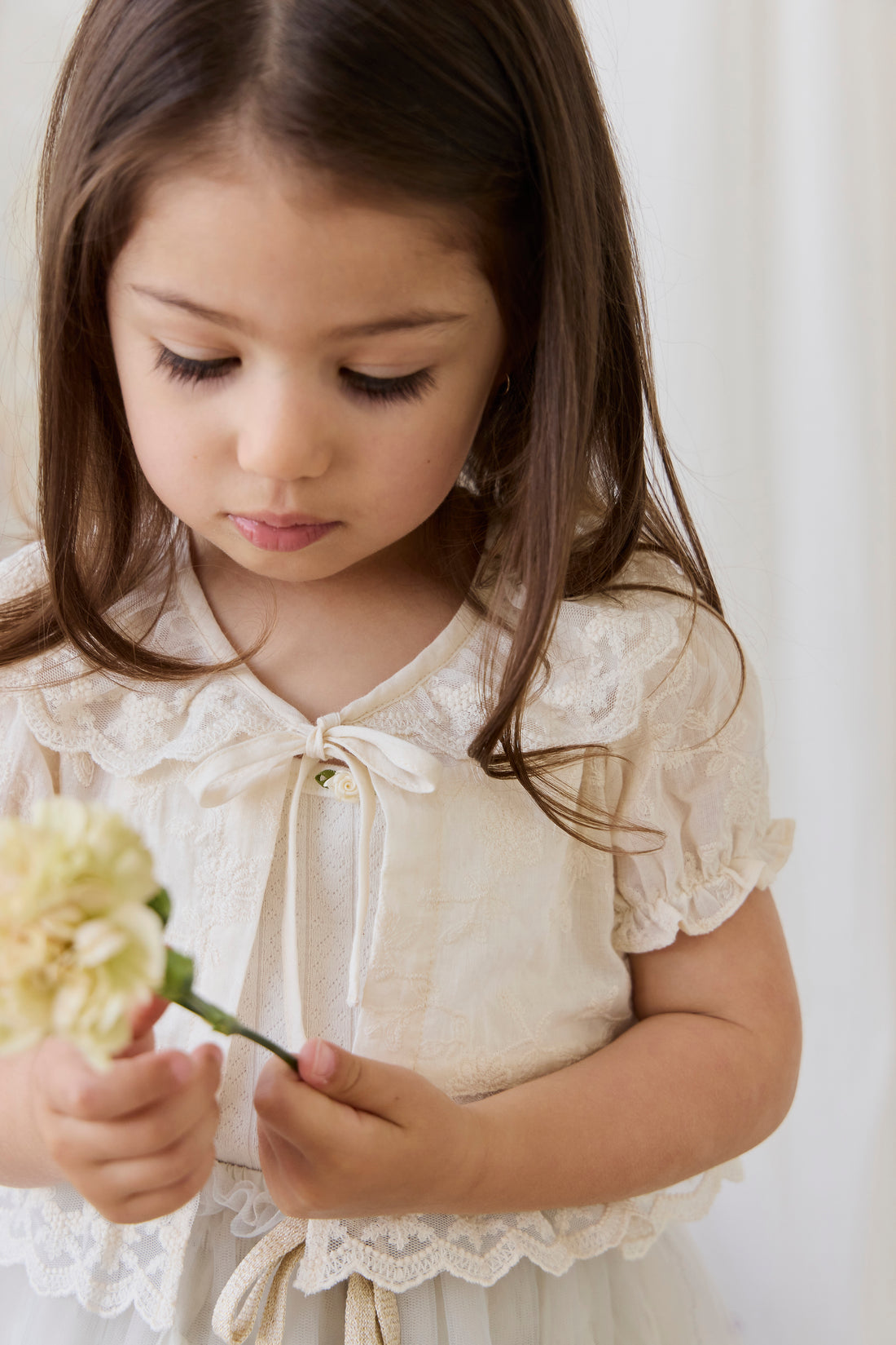 Organic Cotton Josephine Singlet - Sweet Heart Pointelle Parchment Childrens Singlet from Jamie Kay NZ