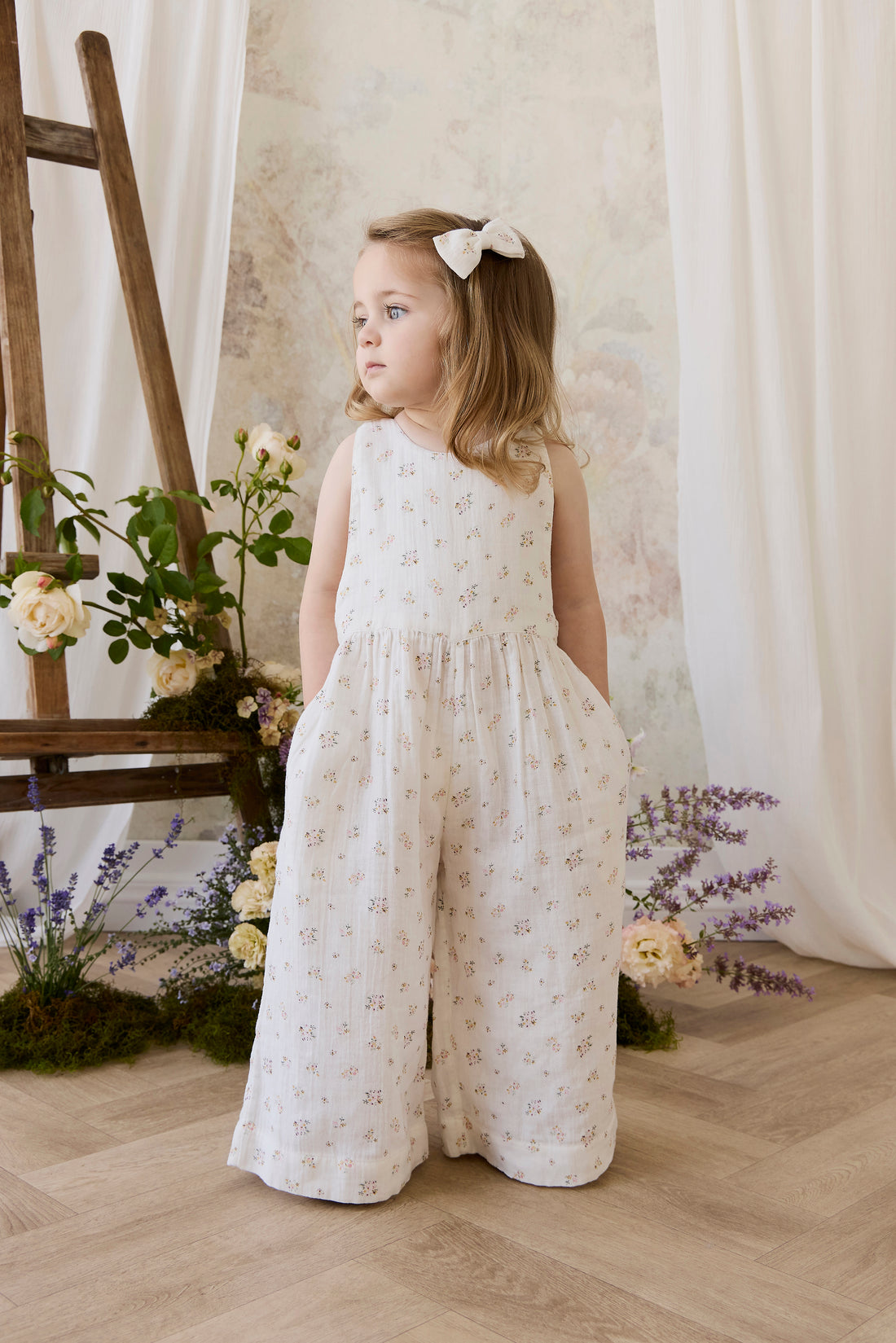 Organic Cotton Muslin Marceline Jumpsuit - Ayla Whisper Childrens Jumpsuit from Jamie Kay NZ