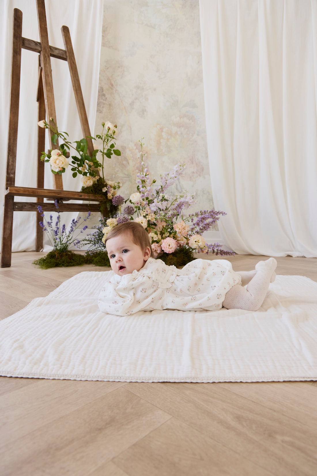 Organic Cotton Muslin Frances Playsuit-Ayla Whisper Childrens Playsuit from Jamie Kay NZ