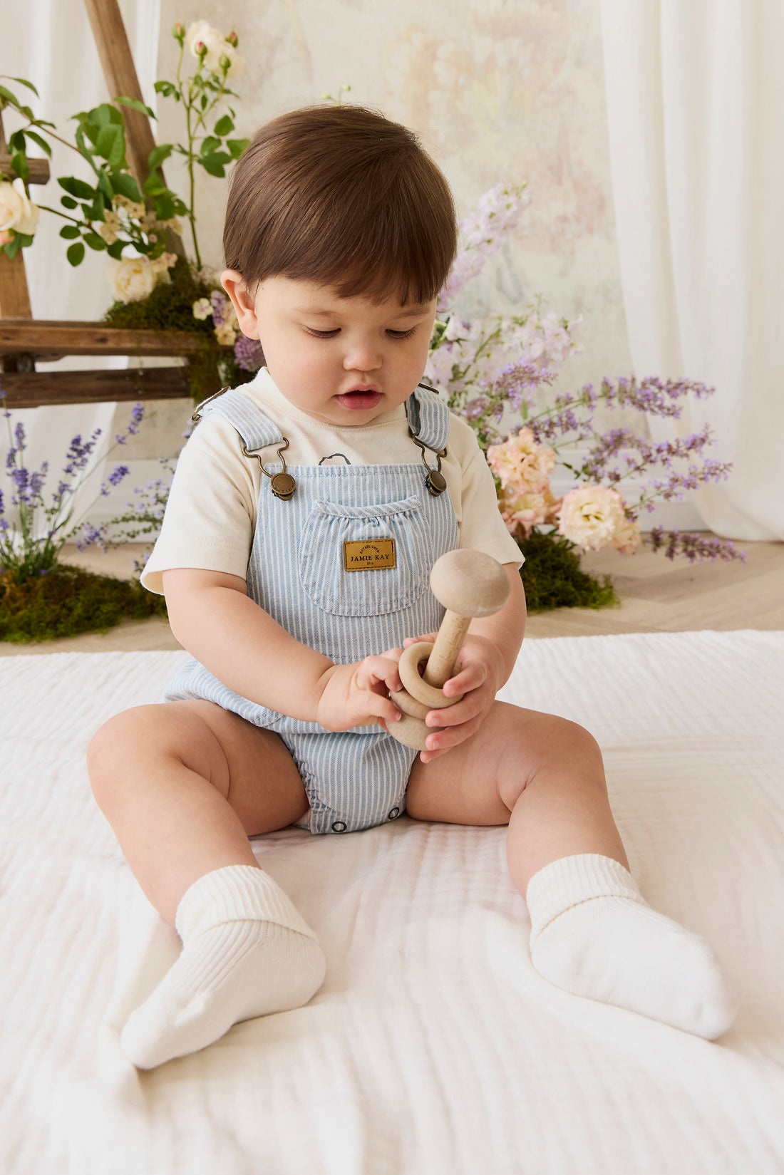 Denver Playsuit - Sunday Stripe Childrens Playsuit from Jamie Kay NZ