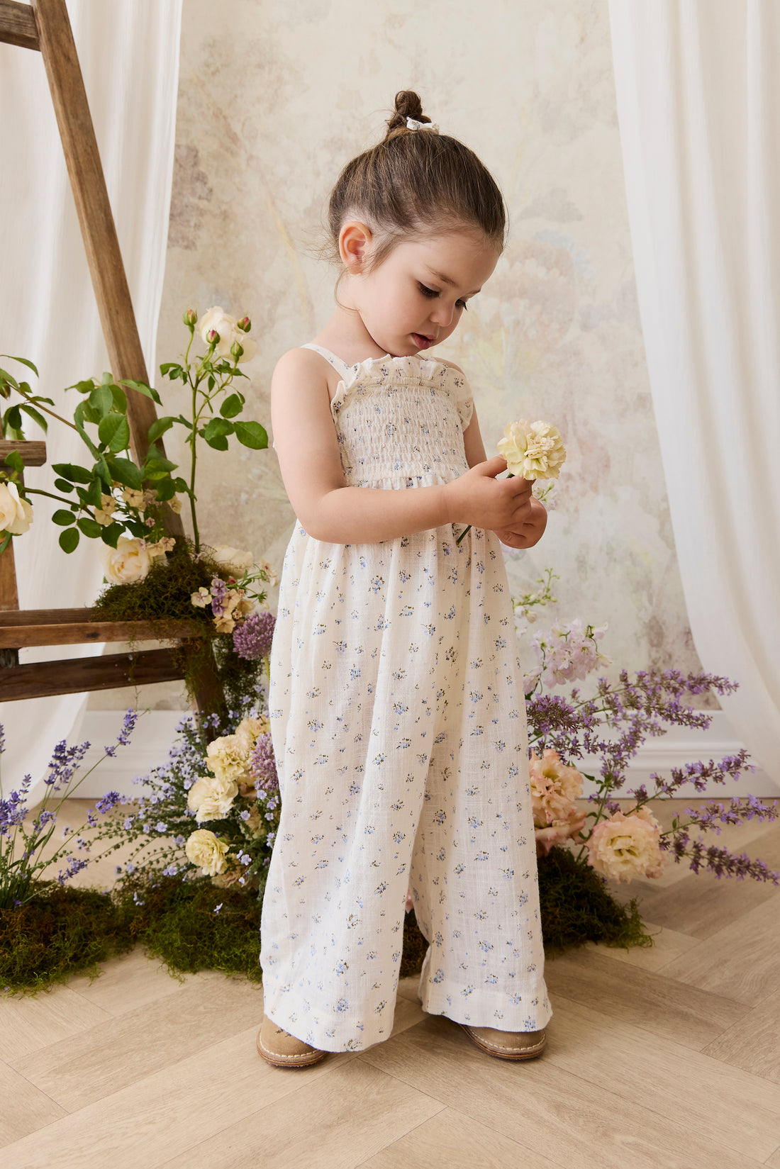 Organic Cotton Arabella Jumpsuit - Juniper Fields Blue Childrens Jumpsuit from Jamie Kay NZ