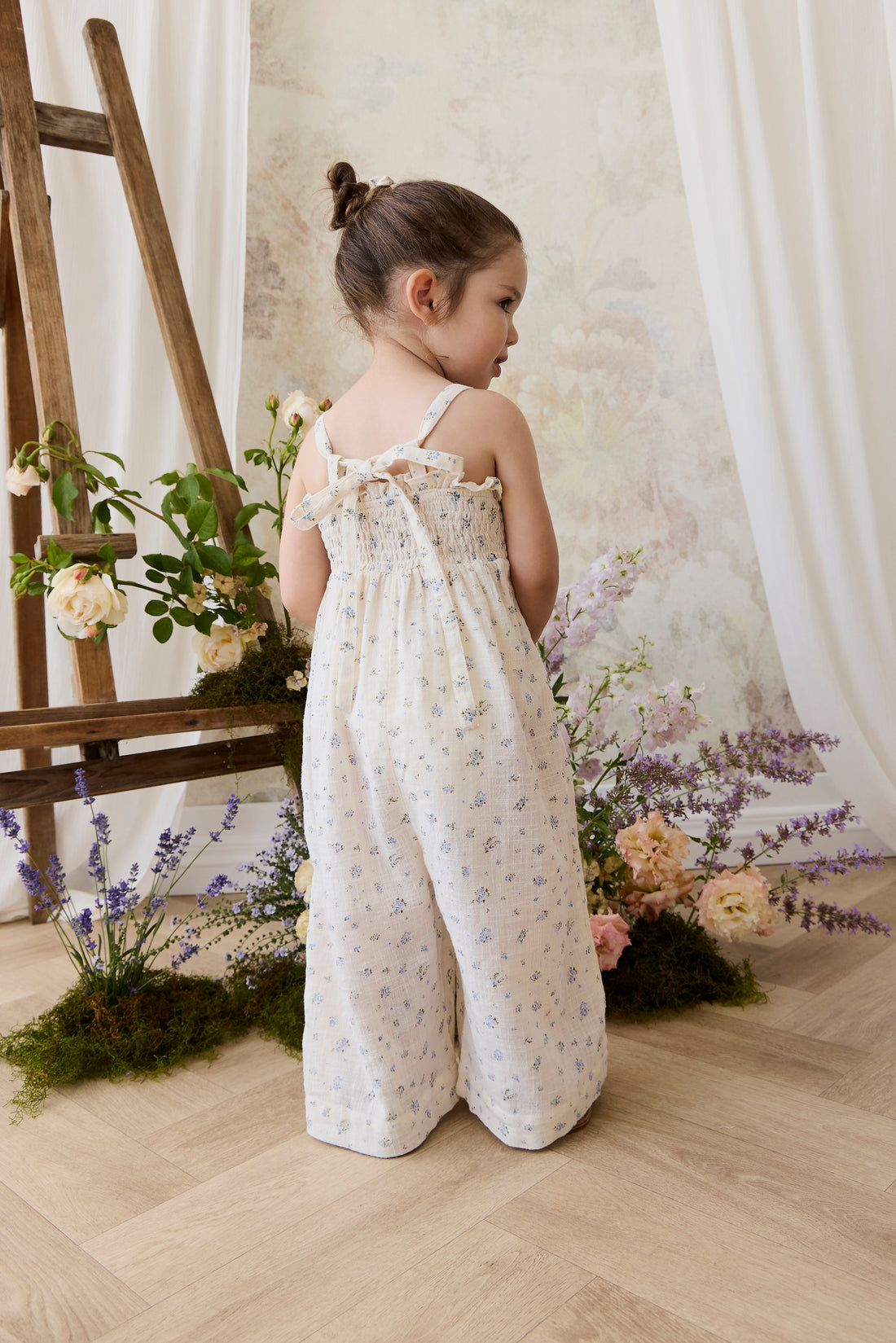 Organic Cotton Arabella Jumpsuit - Juniper Fields Blue Childrens Jumpsuit from Jamie Kay NZ