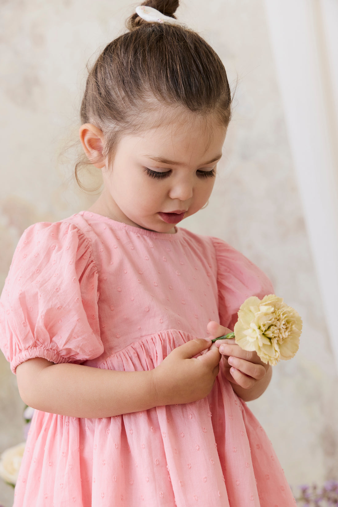 Organic Cotton Frannie Dress - Swiss Pink Childrens Dress from Jamie Kay NZ