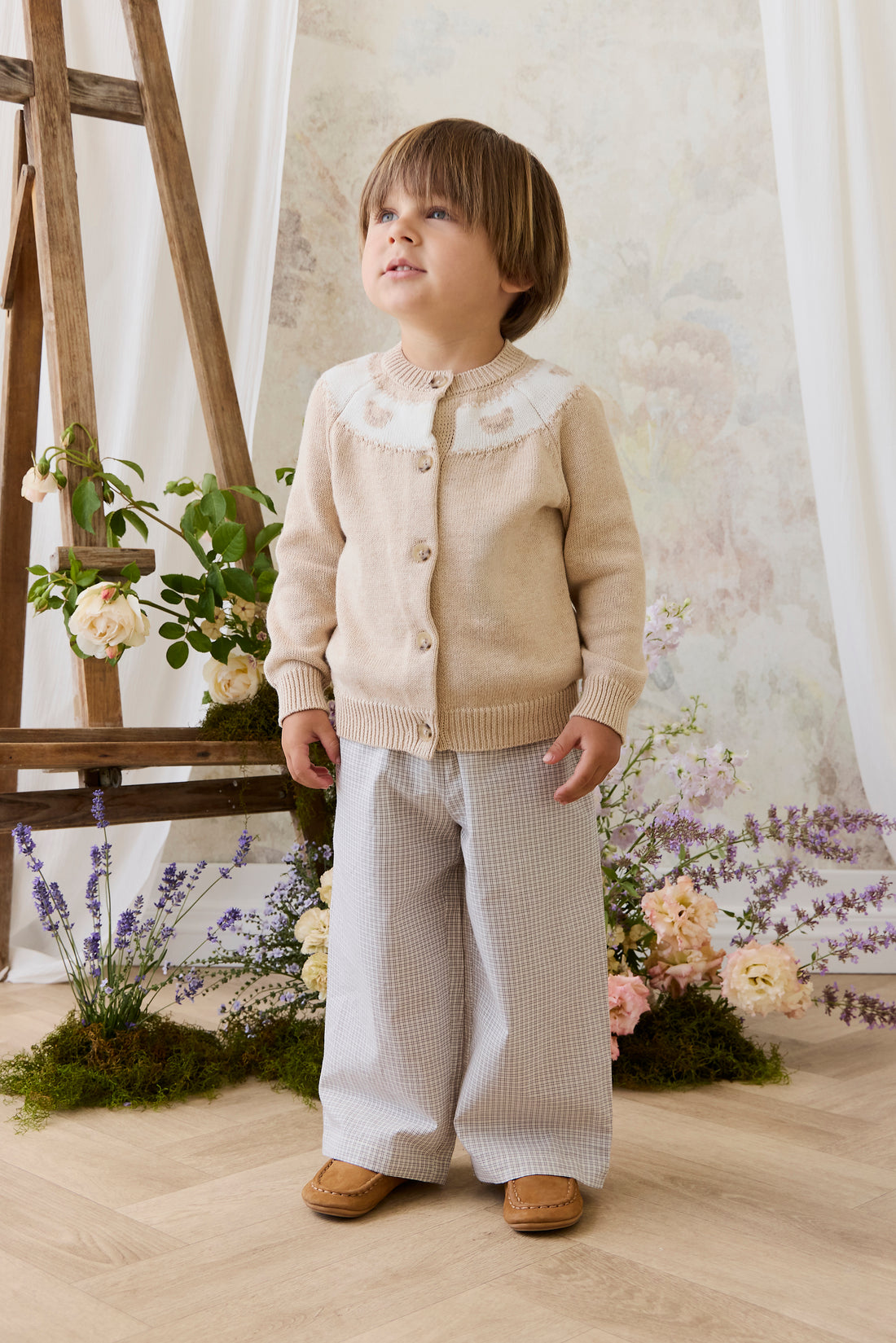 Organic Cotton Kenji Pant - Cloud Check Childrens Pant from Jamie Kay NZ