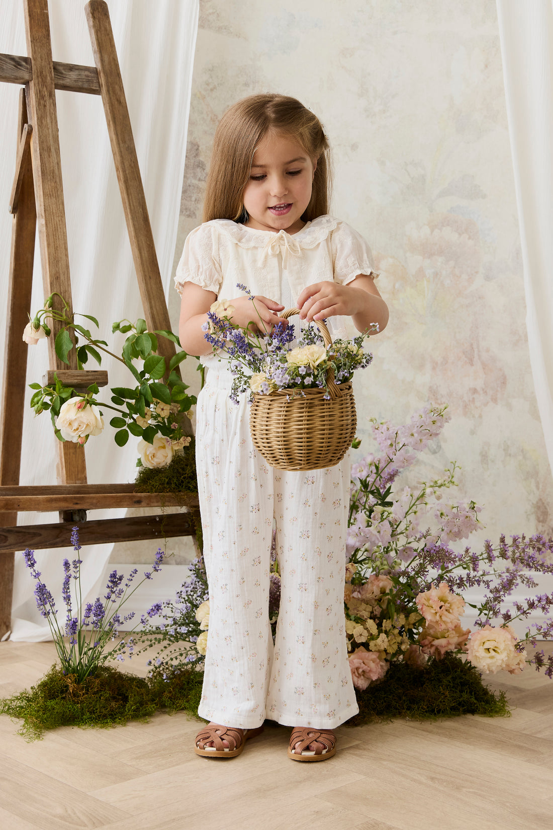 Organic Cotton Muslin Odette Pant - Ayla Whisper Childrens Pant from Jamie Kay NZ