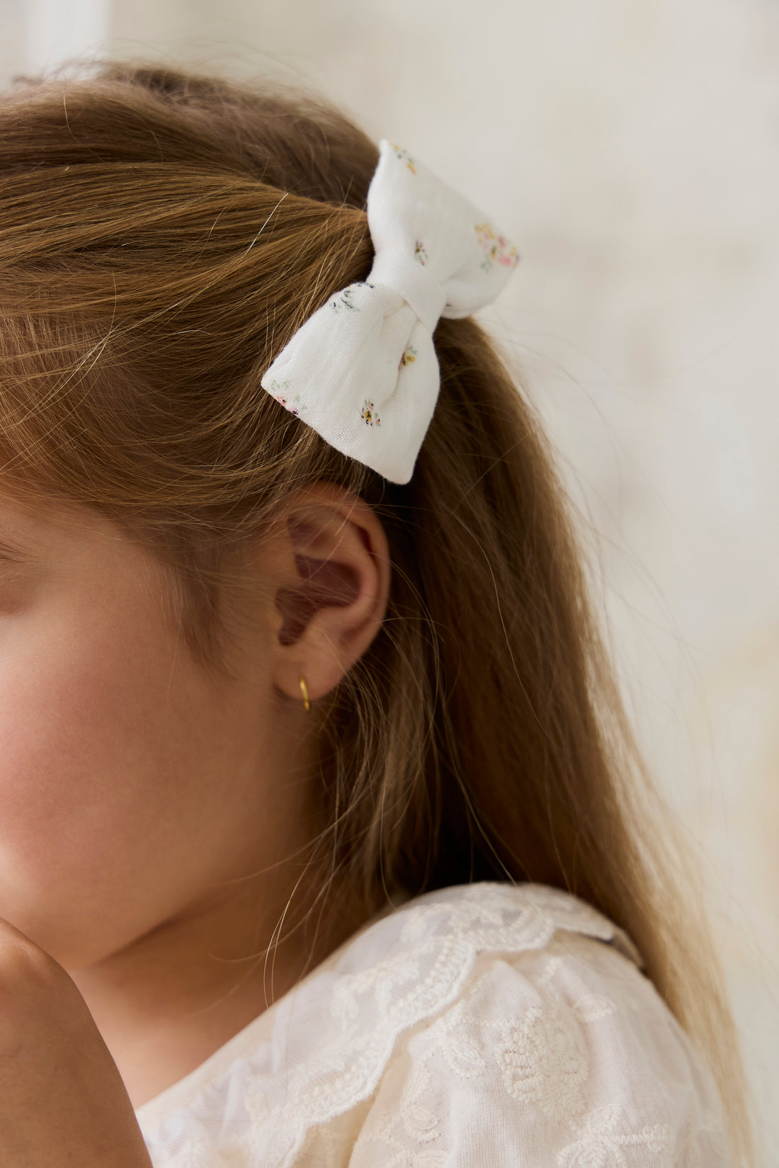 Organic Cotton Desiree Bow - Ayla Whisper Childrens Hair Bow from Jamie Kay NZ