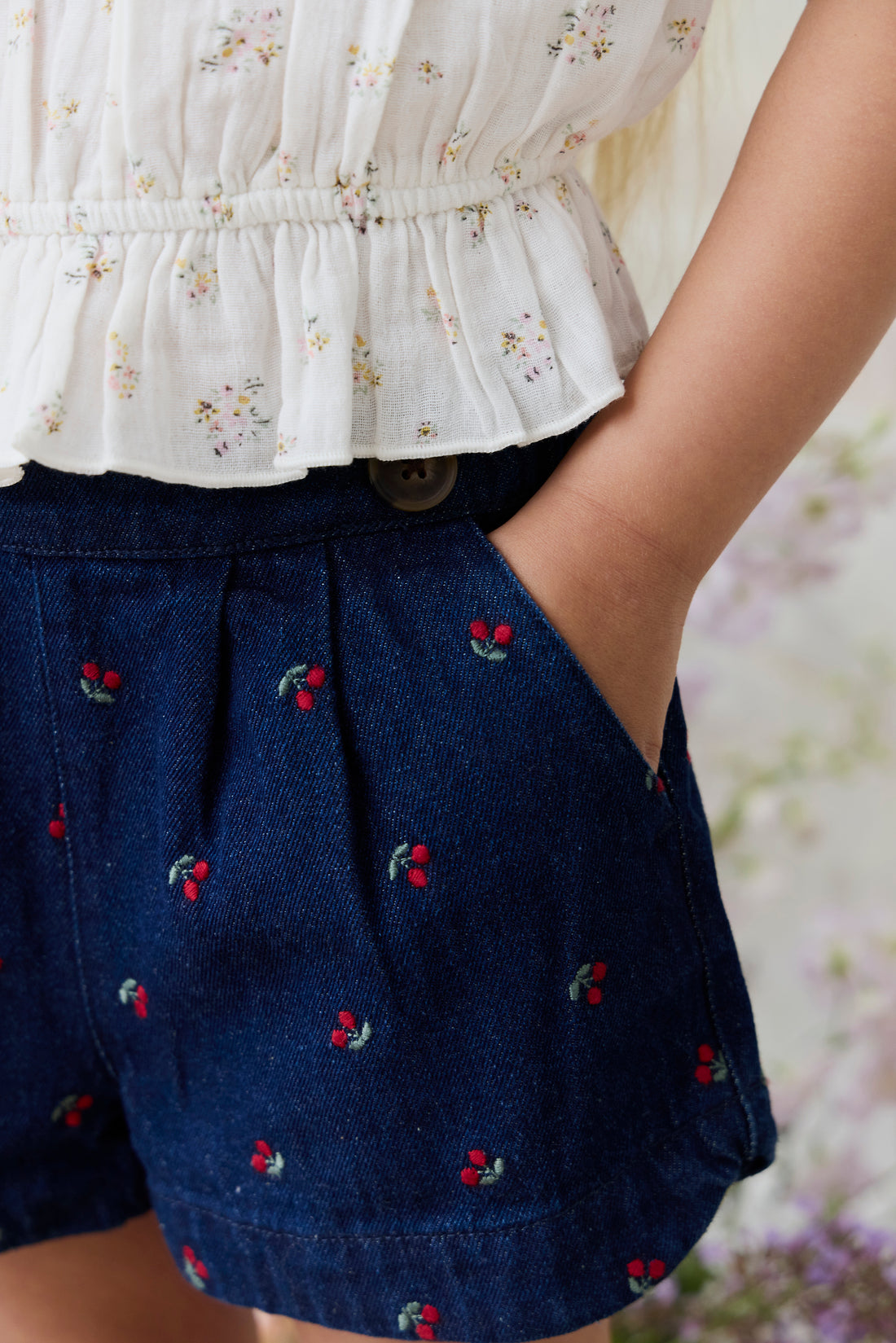 Jardine Short - Cerise Denim Childrens Short from Jamie Kay NZ