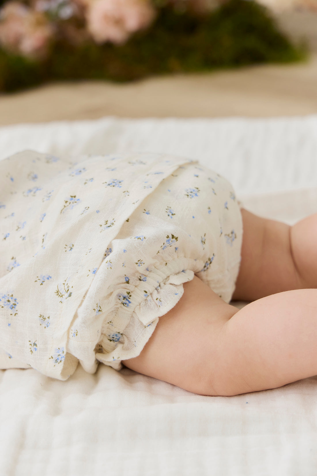 Organic Cotton Frill Bloomer - Juniper Fields Blue Childrens Bloomer from Jamie Kay NZ