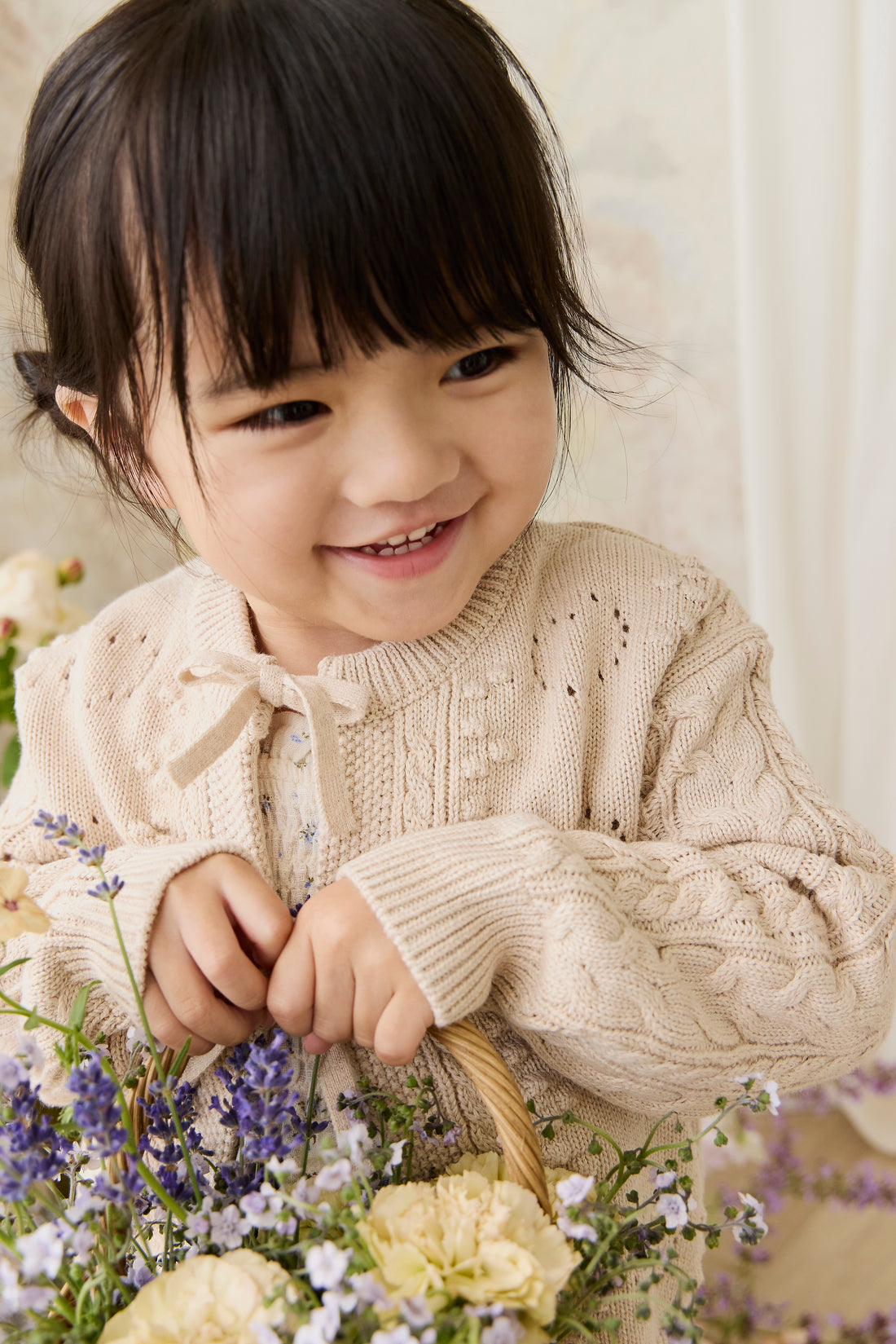 Josephine Cardigan - Light Oatmeal Marle Childrens Top from Jamie Kay NZ