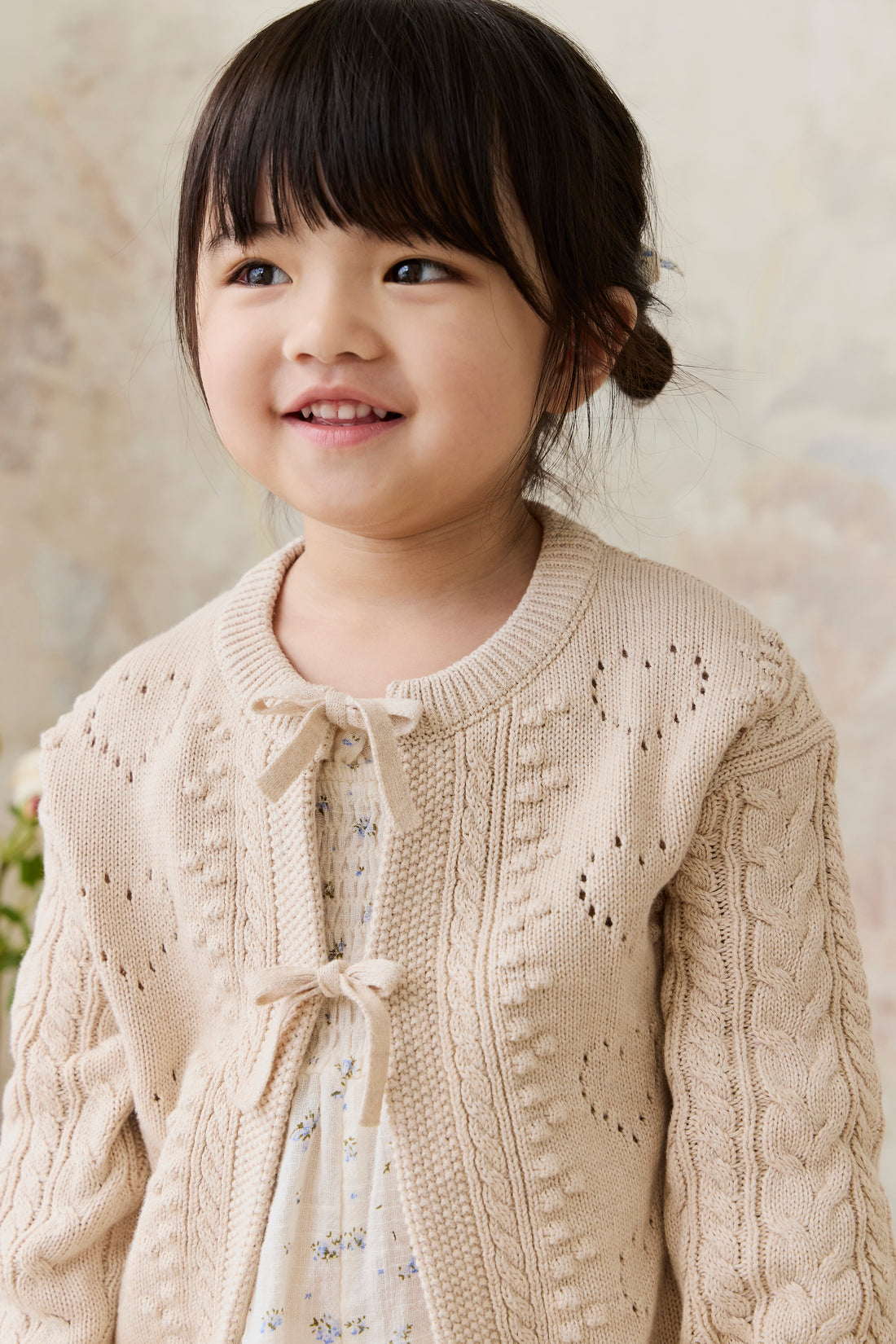 Josephine Cardigan - Light Oatmeal Marle Childrens Top from Jamie Kay NZ