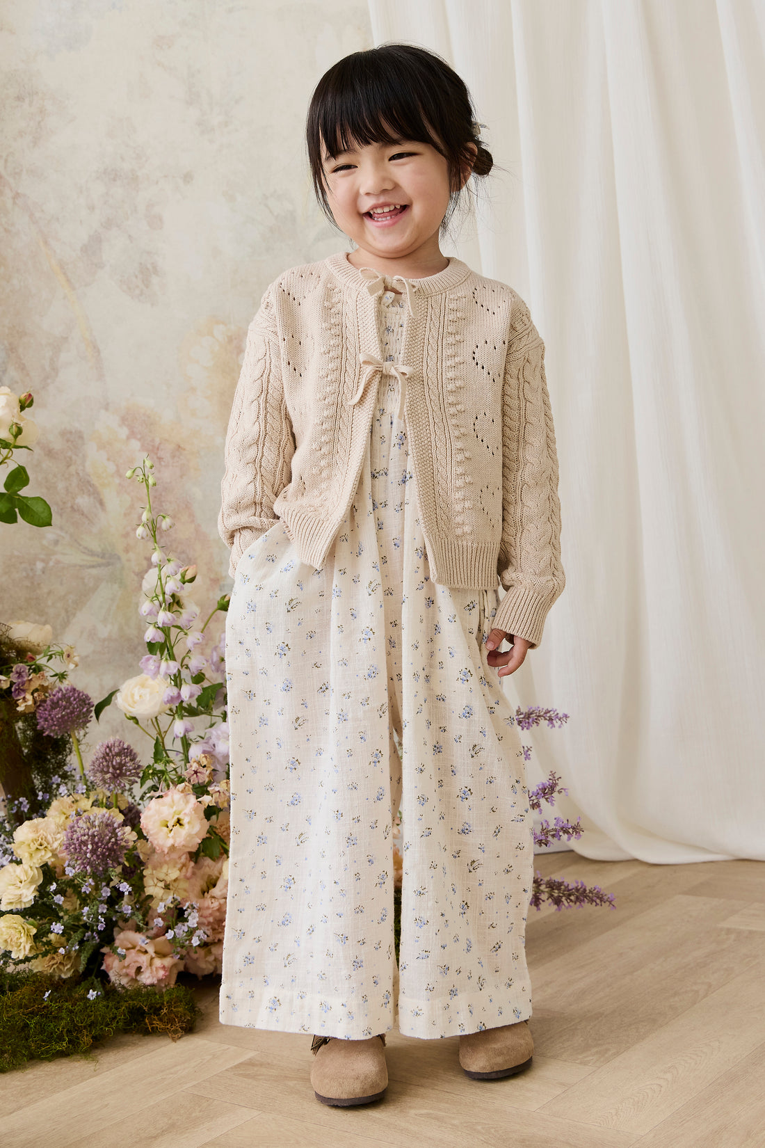 Josephine Cardigan - Light Oatmeal Marle Childrens Top from Jamie Kay NZ