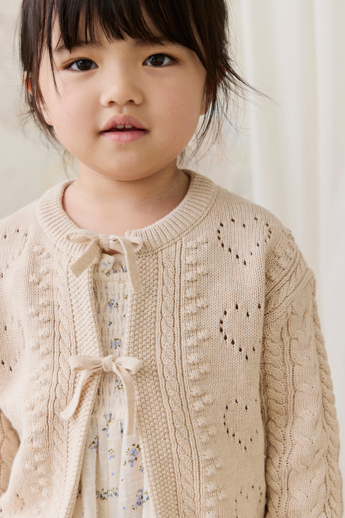 Josephine Cardigan - Light Oatmeal Marle Childrens Top from Jamie Kay NZ