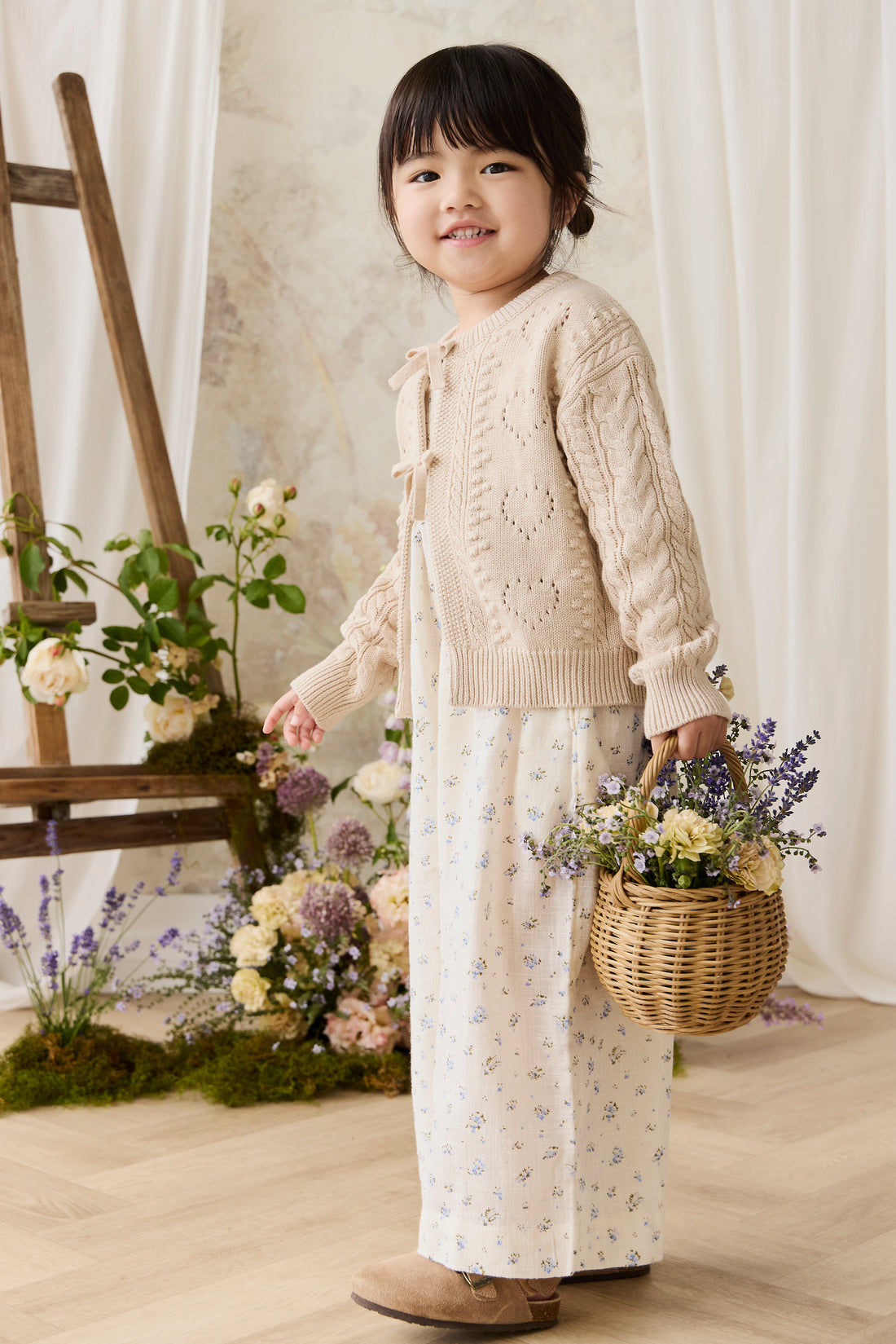 Josephine Cardigan - Light Oatmeal Marle Childrens Top from Jamie Kay NZ