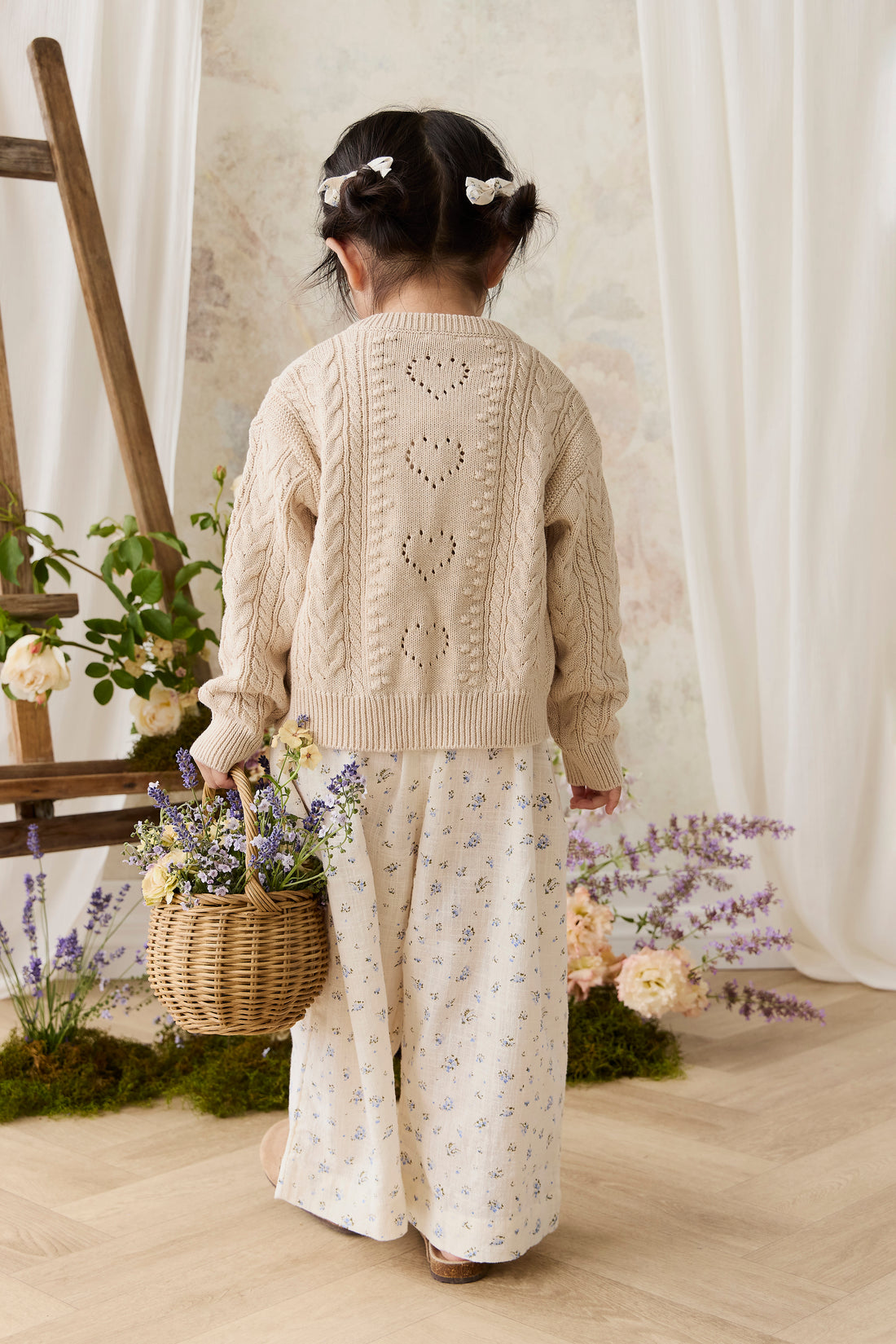 Josephine Cardigan - Light Oatmeal Marle Childrens Top from Jamie Kay NZ