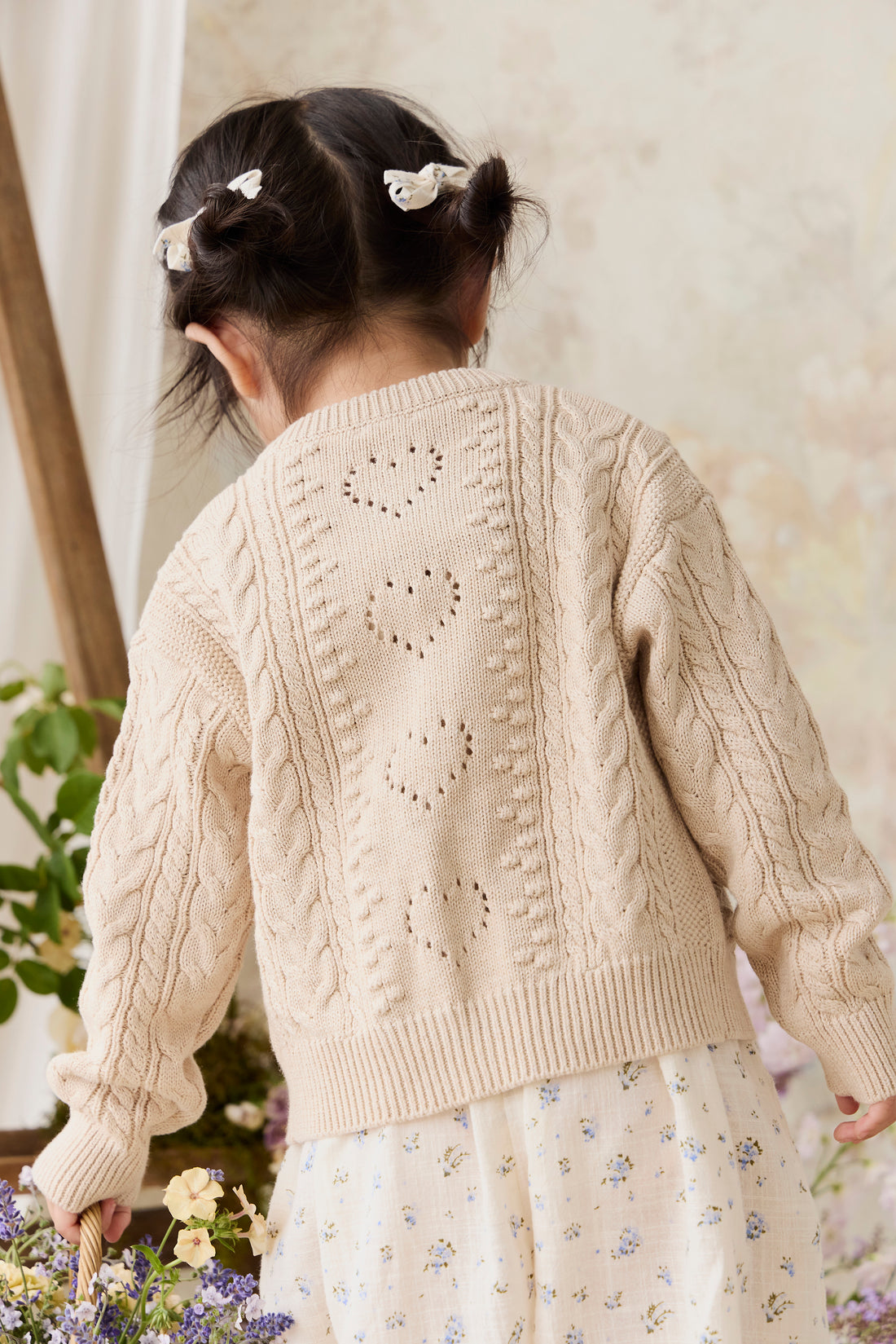 Josephine Cardigan - Light Oatmeal Marle Childrens Top from Jamie Kay NZ