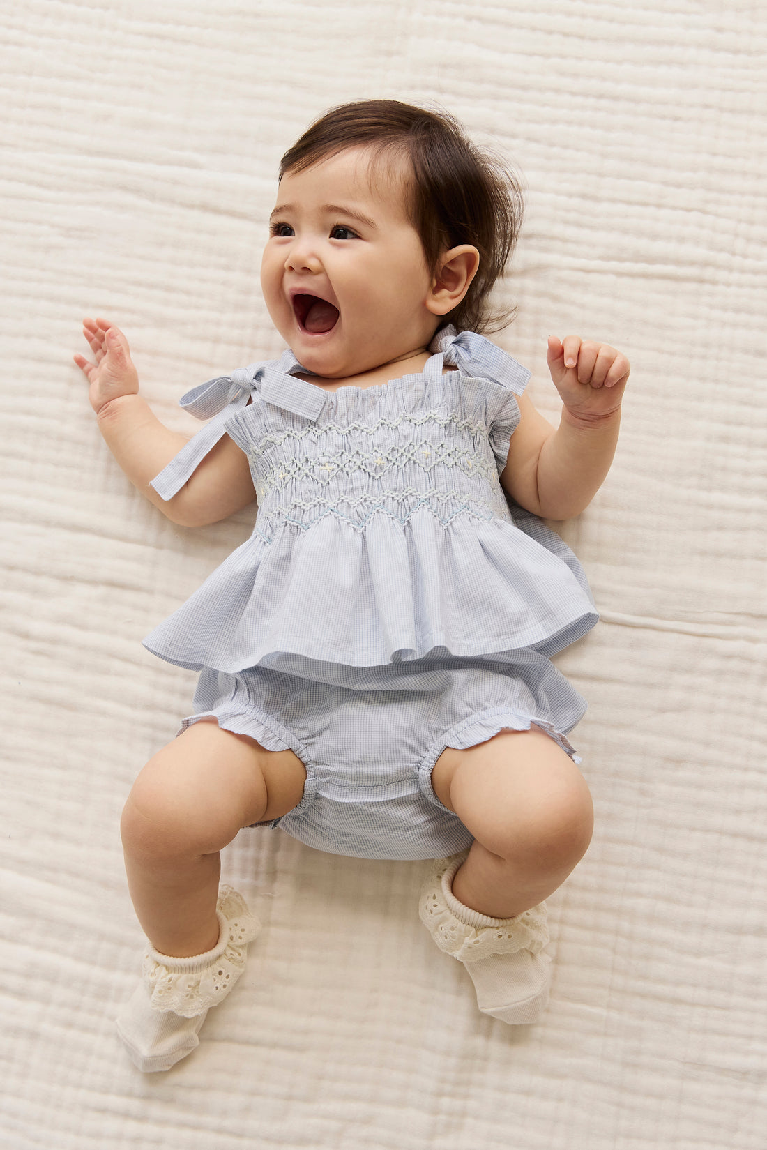 Organic Cotton Frill Bloomer - Petite Check Childrens Bloomer from Jamie Kay NZ