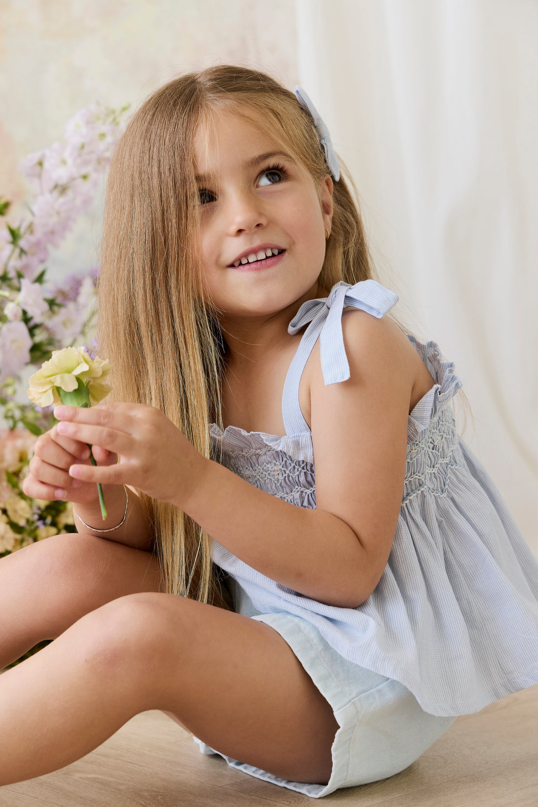 Organic Cotton Desiree Top - Petite Check Childrens Top from Jamie Kay NZ