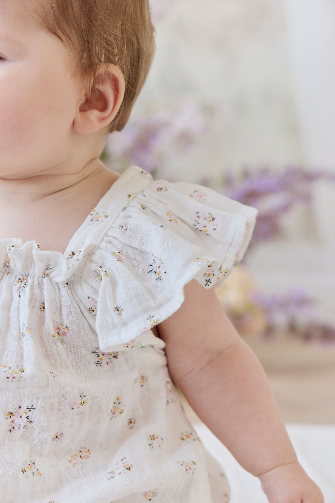 Organic Cotton Muslin Harriet Playsuit - Ayla Whisper Childrens Playsuit from Jamie Kay NZ