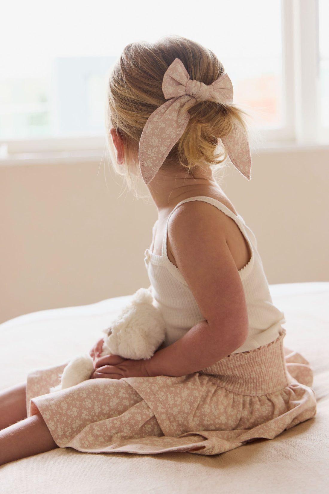 Organic Cotton Bow - Rosalie Field Rose Childrens Hair Bow from Jamie Kay NZ