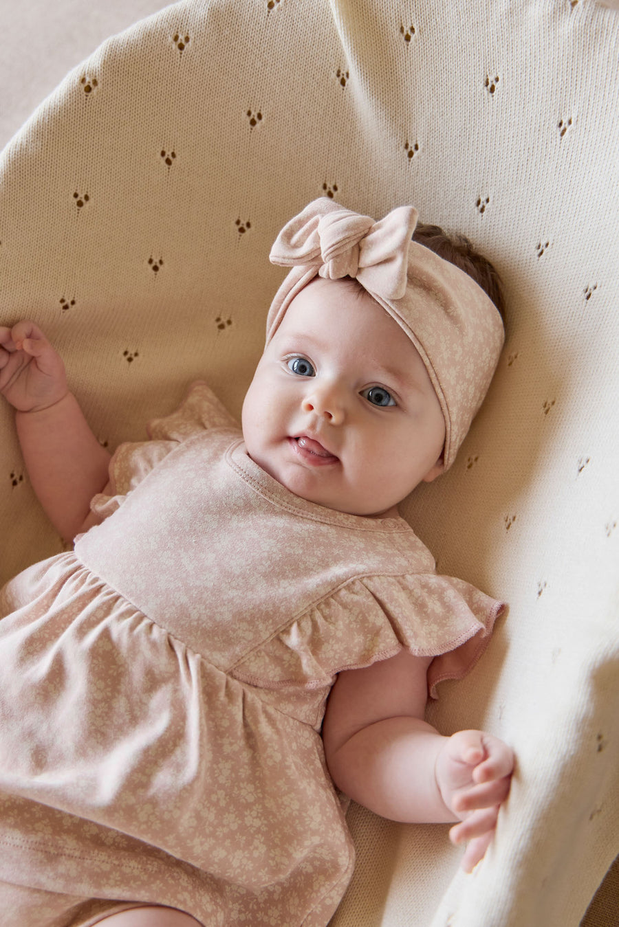 Organic Cotton Elianna Playsuit - Rosalie Field Rose Childrens Playsuit from Jamie Kay NZ