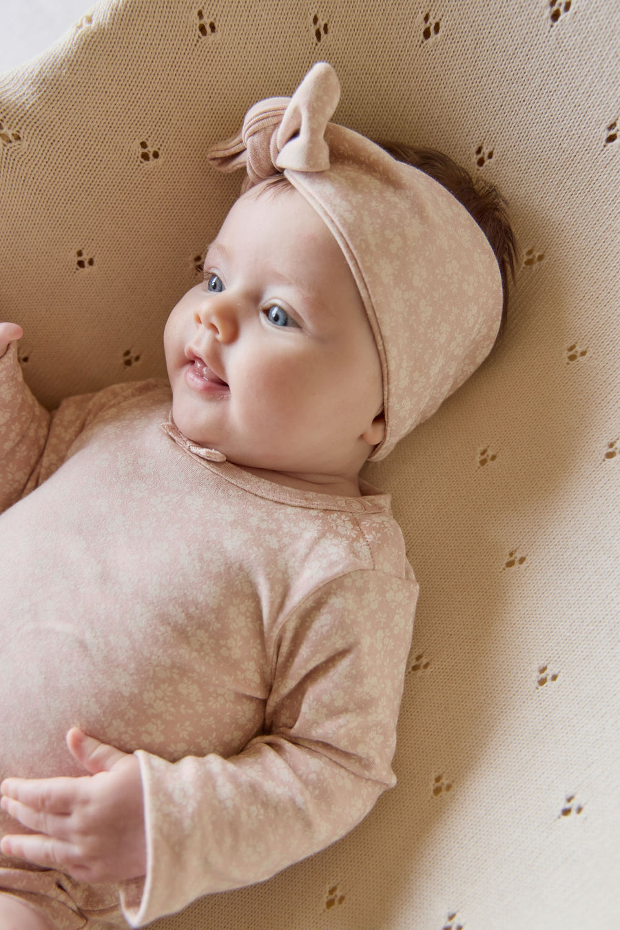 Organic Cotton Long Sleeve Bodysuit - Rosalie Field Rose Childrens Bodysuit from Jamie Kay NZ