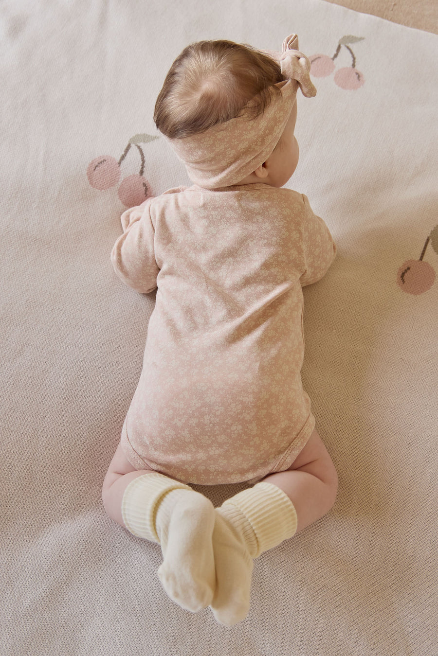 Organic Cotton Long Sleeve Bodysuit - Rosalie Field Rose Childrens Bodysuit from Jamie Kay NZ