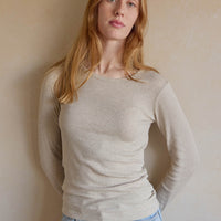 Organic Cotton Modal Womens Long Sleeve Top - Biscuit Marle Childrens Womens Top from Jamie Kay NZ