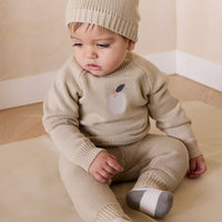 Ethan Jumper - Biscuit Jacquard Fresh Apple Childrens Jumper from Jamie Kay NZ