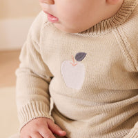 Ethan Jumper - Biscuit Jacquard Fresh Apple Childrens Jumper from Jamie Kay NZ