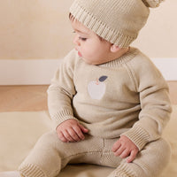 Ethan Jumper - Biscuit Jacquard Fresh Apple Childrens Jumper from Jamie Kay NZ