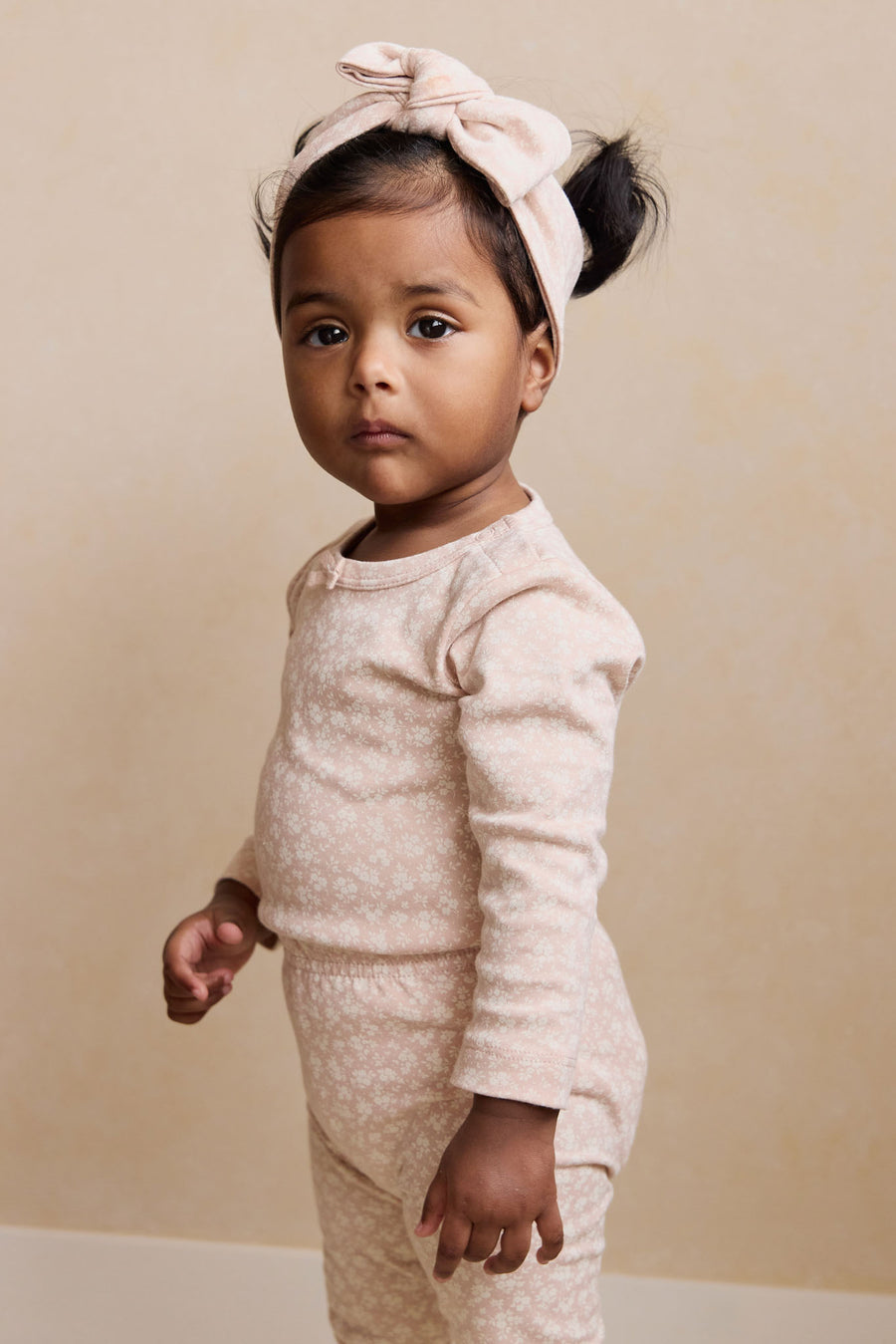 Organic Cotton Long Sleeve Bodysuit - Rosalie Field Rose Childrens Bodysuit from Jamie Kay NZ