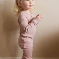 Organic Cotton Modal Long Sleeve Henley - Peony Marle Childrens Top from Jamie Kay NZ