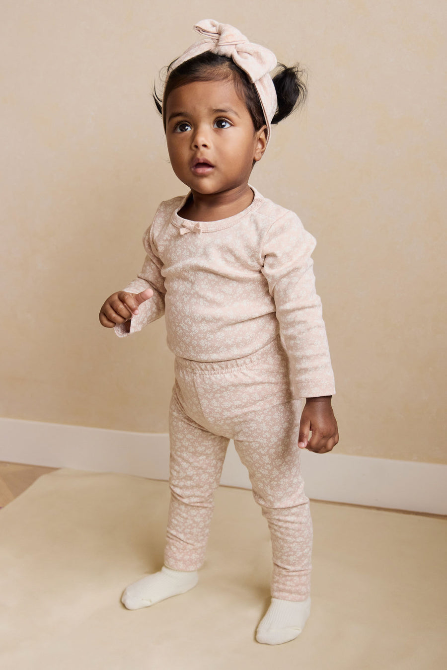 Organic Cotton Long Sleeve Bodysuit - Rosalie Field Rose Childrens Bodysuit from Jamie Kay NZ