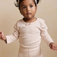 Organic Cotton Long Sleeve Bodysuit - Rosalie Field Rose Childrens Bodysuit from Jamie Kay NZ