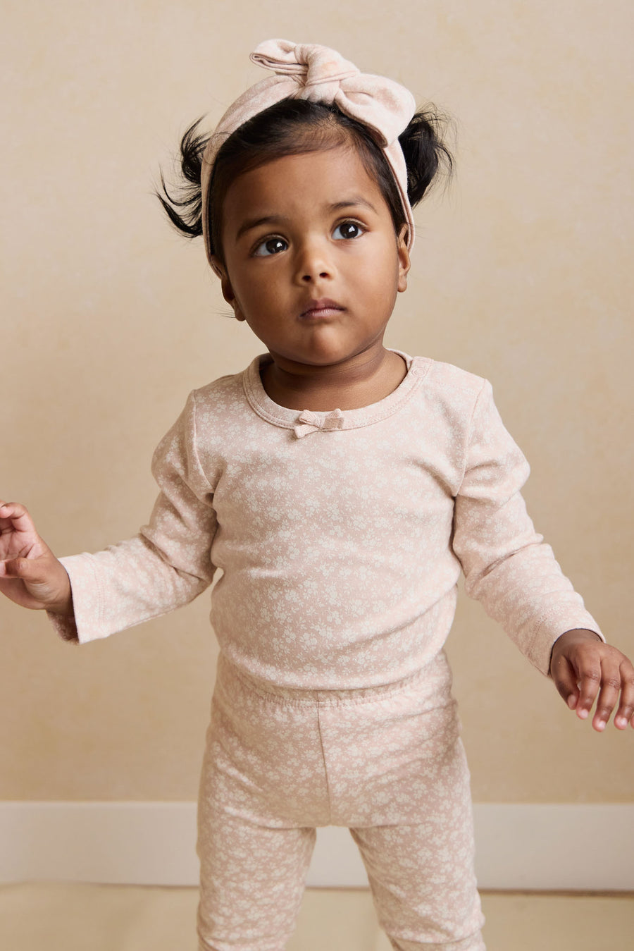 Organic Cotton Long Sleeve Bodysuit - Rosalie Field Rose Childrens Bodysuit from Jamie Kay NZ