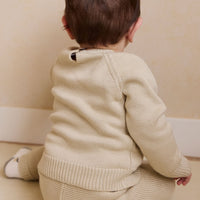 Ethan Jumper - Biscuit Jacquard Fresh Apple Childrens Jumper from Jamie Kay NZ