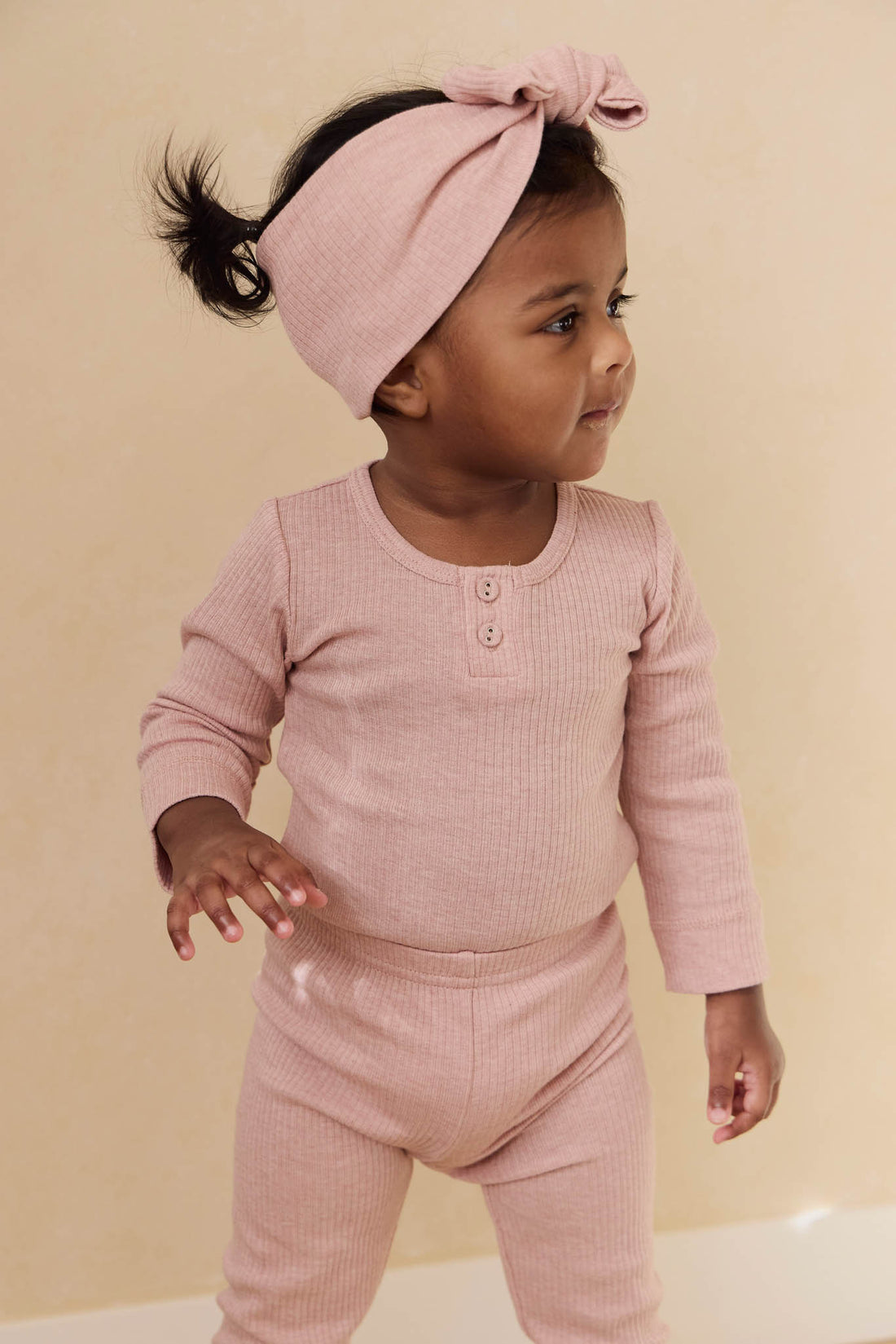 Organic Cotton Modal Long Sleeve Bodysuit - Peony Marle Childrens Bodysuit from Jamie Kay NZ