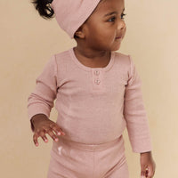 Organic Cotton Modal Long Sleeve Bodysuit - Peony Marle Childrens Bodysuit from Jamie Kay NZ