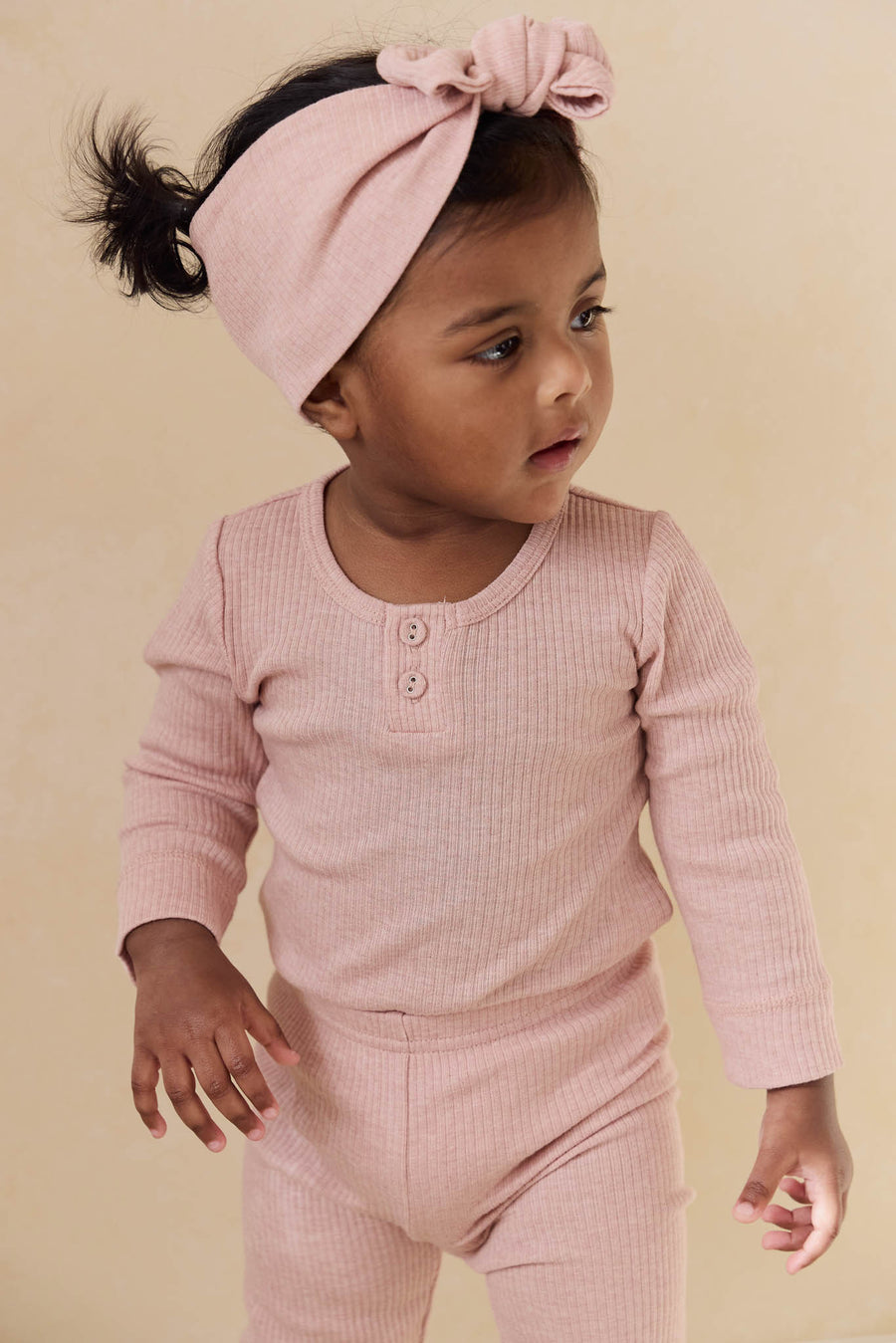 Organic Cotton Modal Long Sleeve Bodysuit - Peony Marle Childrens Bodysuit from Jamie Kay NZ