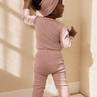 Organic Cotton Modal Long Sleeve Bodysuit - Peony Marle Childrens Bodysuit from Jamie Kay NZ