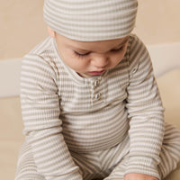 Organic Cotton Modal Everyday Legging - Narrow Stripe Moss/Cloud Childrens Legging from Jamie Kay NZ