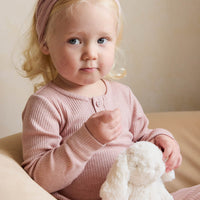 Organic Cotton Modal Long Sleeve Henley - Peony Marle Childrens Top from Jamie Kay NZ