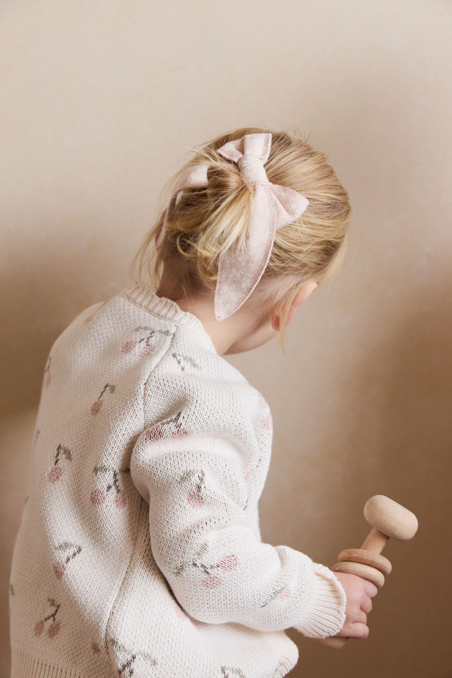 Organic Cotton Bow - Rosalie Field Rose Childrens Hair Bow from Jamie Kay NZ