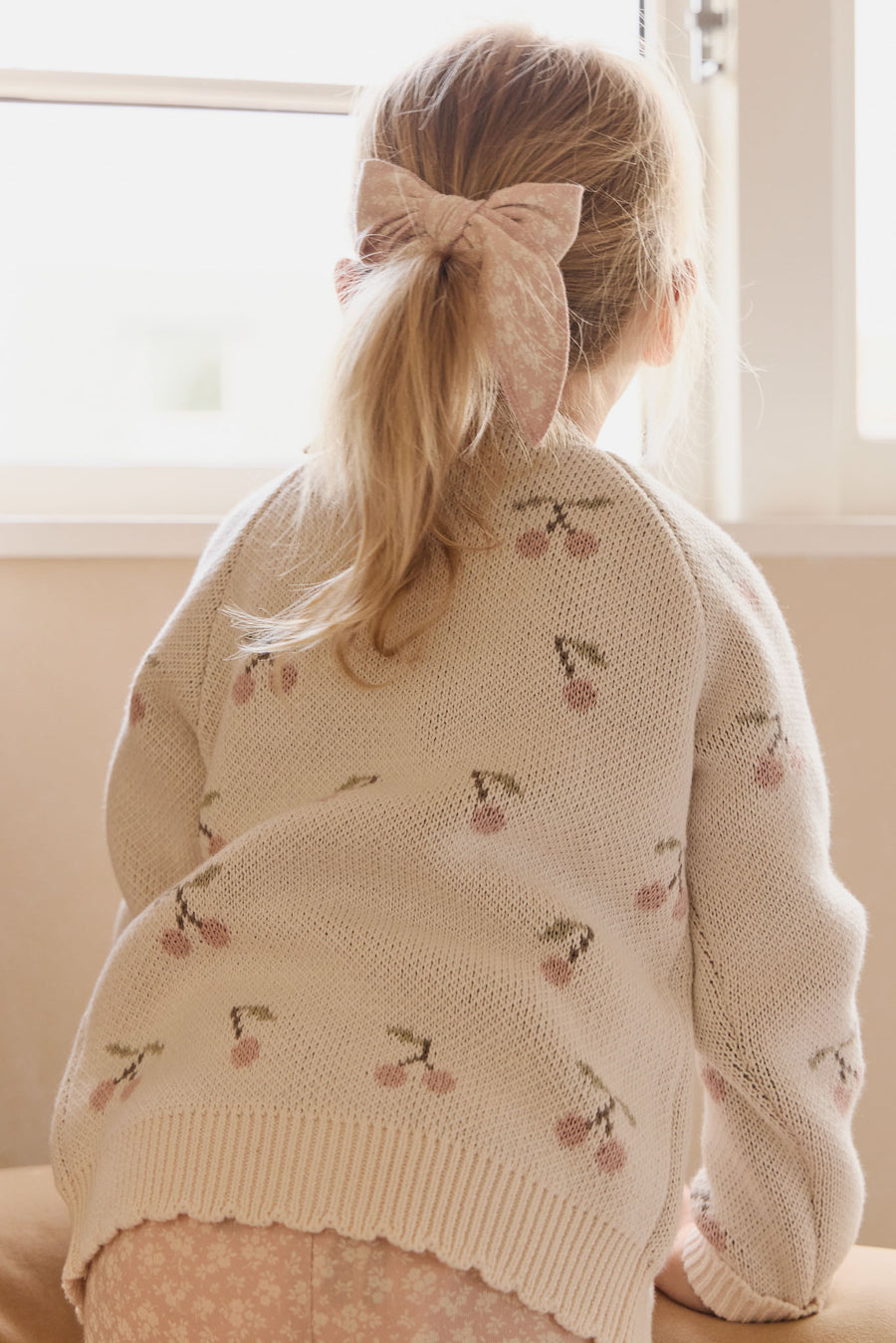 Organic Cotton Bow - Rosalie Field Rose Childrens Hair Bow from Jamie Kay NZ