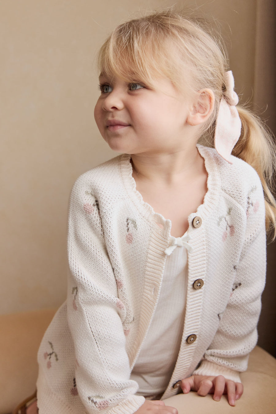 Delilah Cardigan - Cherry Love Blush Childrens Cardigan from Jamie Kay NZ