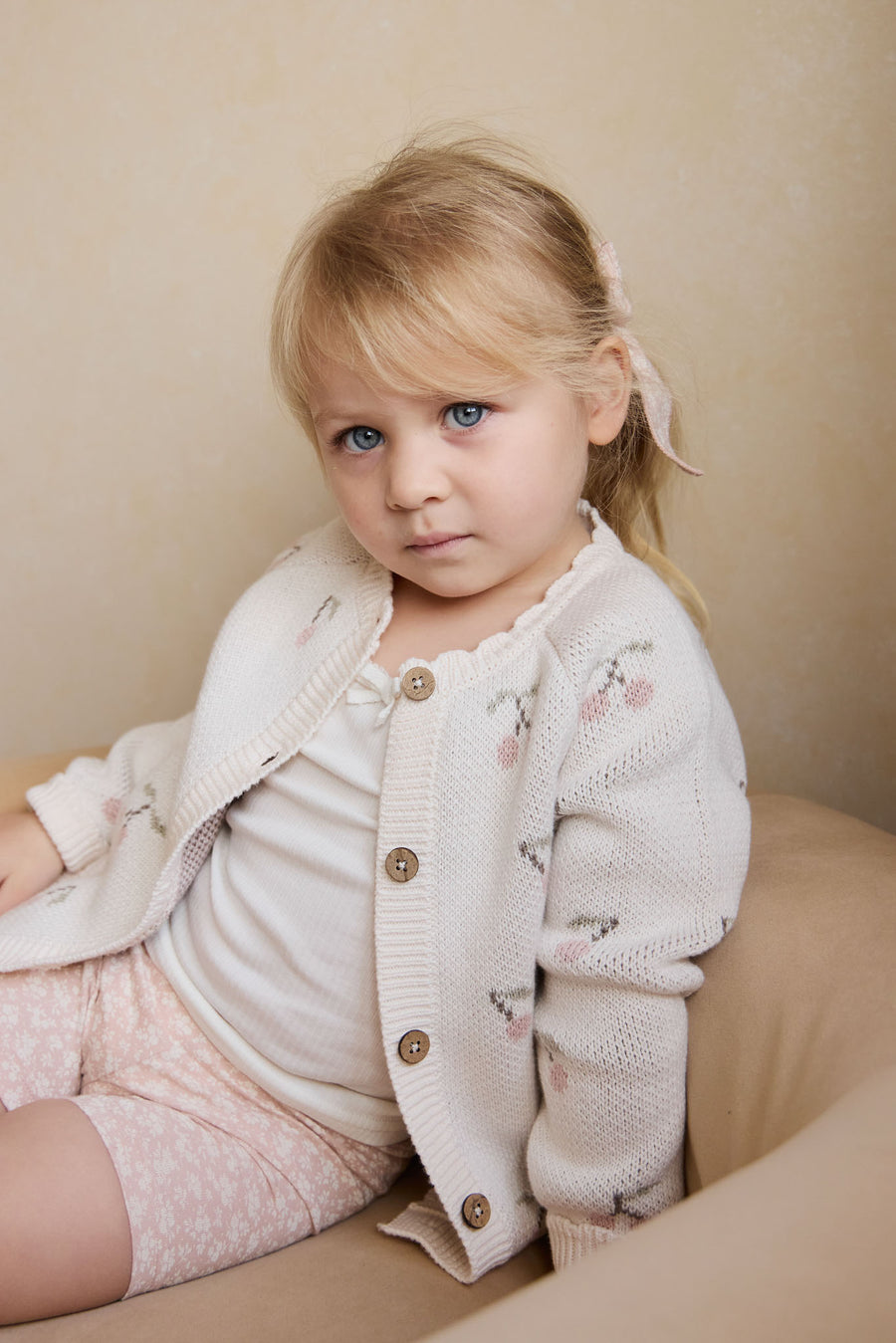 Delilah Cardigan - Cherry Love Blush Childrens Cardigan from Jamie Kay NZ